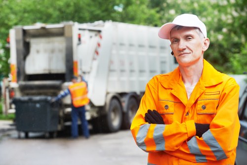 Professional team conducting office clearance in Blackwall
